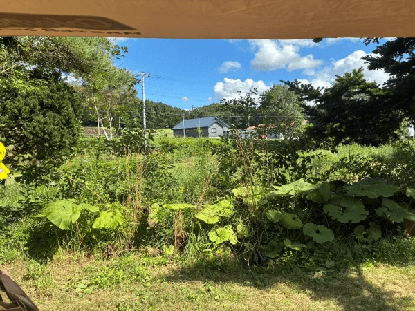 泉郷別邸、四角オートサイト1番サイトから見える風景