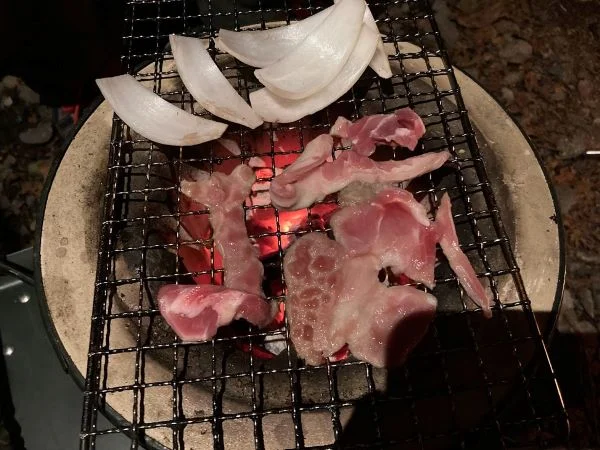 七輪で焼肉